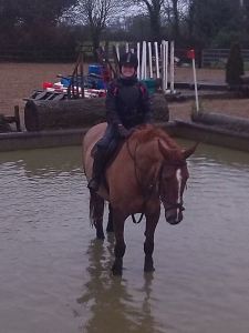 Dolly and I conquer the water with a little help from friends.
