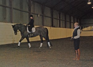 On board St. Emilion II at the Ultimate Dressage Experience with Sandra Blake Farrell showing me the ropes 