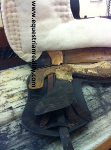 Overhead view of the saddle with the offside panel removed. 